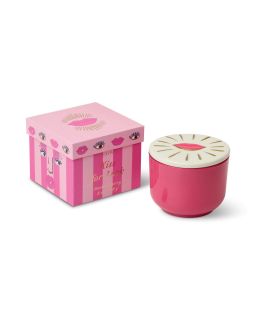 Charmed 8Oz/226G Pink Glass Candle With Lips Ceramic Lid - Smoked Cherry