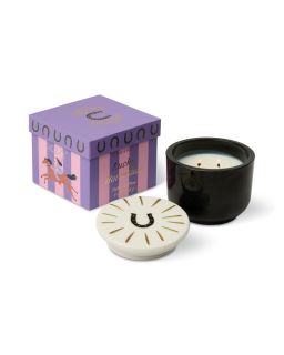 Charmed 8Oz/226G Black Glass Candle With Horseshoe Ceramic Lid - TabacetPine