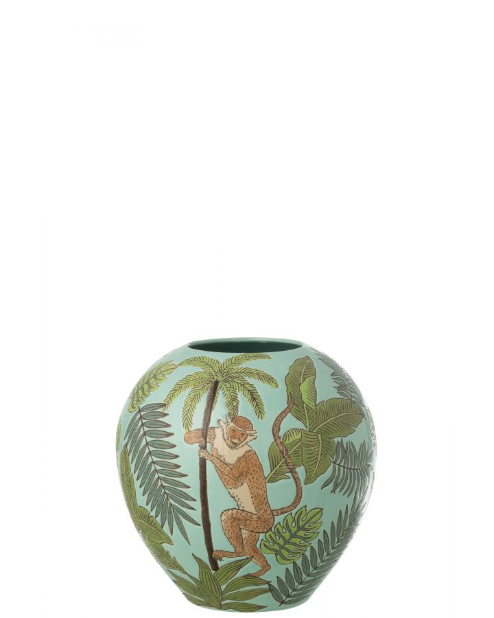 Vase Singe Porcelaine Multicolore ,26x26x26cm