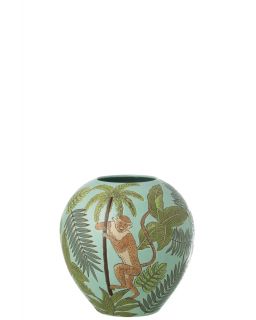 Vase Singe Porcelaine Multicolore ,26x26x26cm