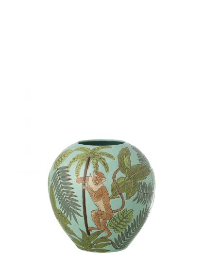 Vase Singe Porcelaine Multicolore ,26x26x26cm