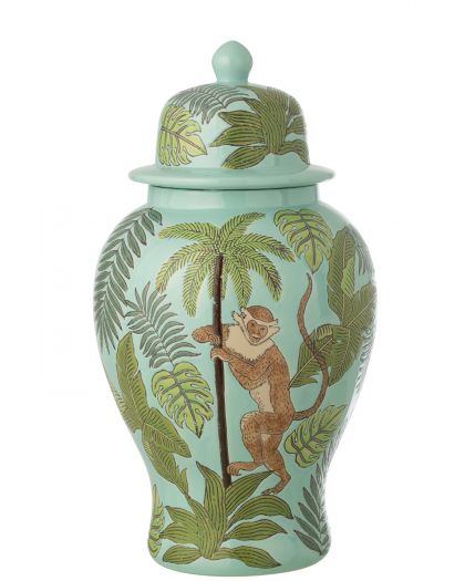 Pot Décoratif Singe Porcelaine Multicolore ,29,5x29,5x54,5cm