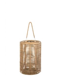 Lanterne Ronde Longue Rotin Naturel Clair ,12,5x34x50cm