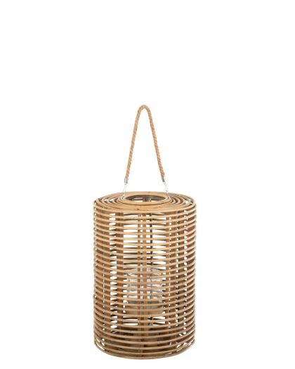 Lanterne Ronde Longue Rotin Naturel Clair ,12,5x34x50cm