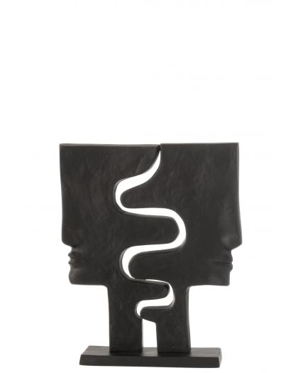 Figurine Visages Imbriqués Aluminium Noir ,34x8x40cm