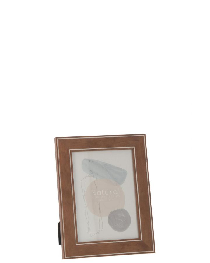 Cadre Photo 13X18Cm Lignes Marron Fonce Bois ,18x23x1,5cm