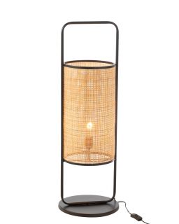 Lampe Sur Pied Metal/Rotin Noir/Naturel Large ,30x30x92cm