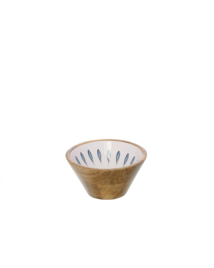 Bol Bois De Manguier Bleu Foncé/Blanc Small ,10x10x5,75cm