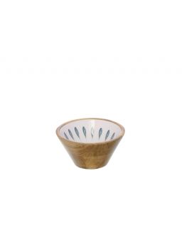 Bol Bois De Manguier Bleu Foncé/Blanc Small ,10x10x5,75cm