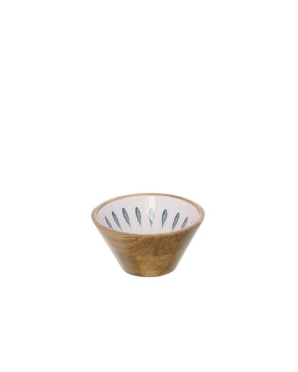 Bol Bois De Manguier Bleu Foncé/Blanc Small ,10x10x5,75cm