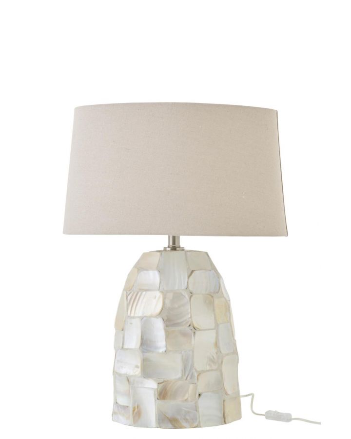 Lampe De Table Effet Perlé Coquillage Blanc Cassé/Beige Clair ,48,3x25,4x67,3cm