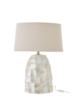 Lampe De Table Effet Perlé Coquillage Blanc Cassé/Beige Clair ,48,3x25,4x67,3cm