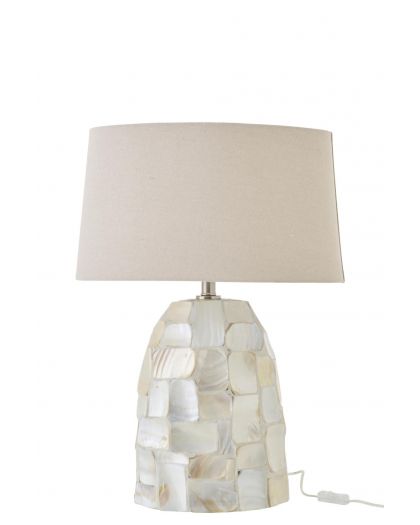 Lampe De Table Effet Perlé Coquillage Blanc Cassé/Beige Clair ,48,3x25,4x67,3cm