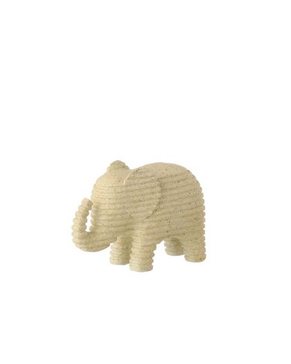 Éléphant Ligné Polyrésine Beige Small ,15,5x6x10,5cm