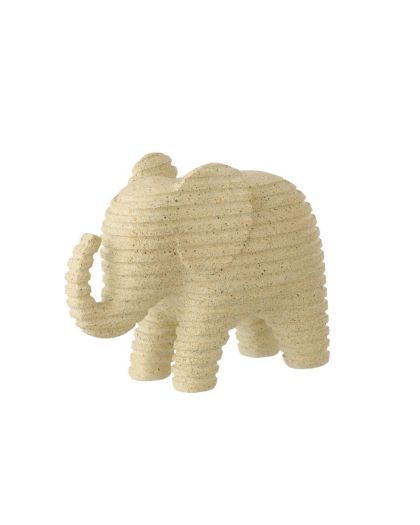Éléphant Ligné Polyrésine Beige Large ,22,2x9x16,7cm
