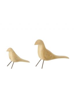 Oiseau Debout Bois De Paulownia Naturel/Noir, Taille L ,19x5x34cm