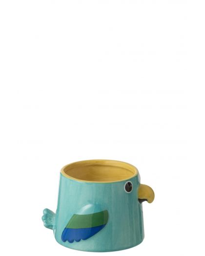 Cachepot Oiseau Céramique Vert/Bleu Small ,14,8x12x9cm