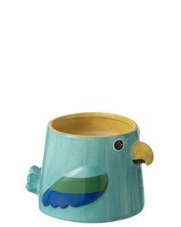 Cachepot Oiseau Céramique Vert/Bleu Medium ,20x16x12,5cm