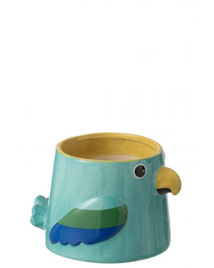 Cachepot Oiseau Céramique Vert/Bleu Medium ,20x16x12,5cm