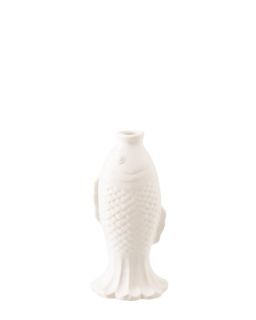 Vase Soliflore Poisson Long Grès Blanc ,13,5x11,8x28cm