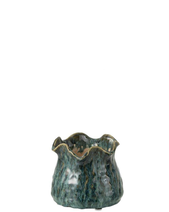 Cachepot Ronny Irrégulier Argile Bleu Small ,15,5x15,5x13,5cm