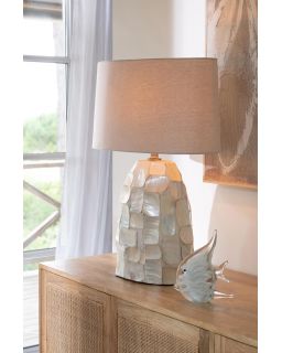 Lampe De Table Effet Perlé Coquillage Blanc Cassé/Beige Clair ,48,3x25,4x67,3cm
