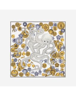 Carre 65 Octopus 63% Coton 37% Soie Blanc Taille 65X65 Cm
