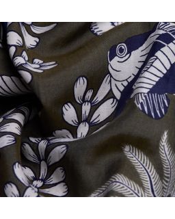 Carre 100 Neptune 63% Coton 37% Soie Kaki Taille 100X100 Cm