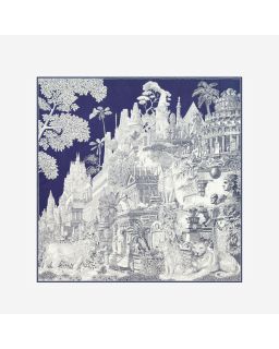 Carre 130 Piranesi 52% Soie 48% Modal Bleu Marine Taille 130X130 Cm