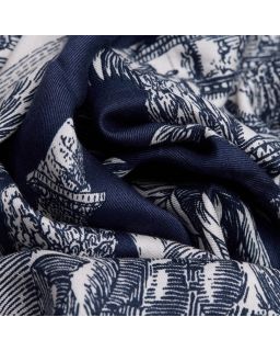 Carre 130 Piranesi 52% Soie 48% Modal Bleu Marine Taille 130X130 Cm