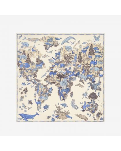 Carre 130 Atlas 52% Soie 48% Modal Blanc Taille 130X130 Cm