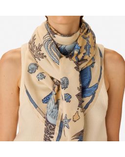 Carre 130 Atlas 52% Soie 48% Modal Blanc Taille 130X130 Cm