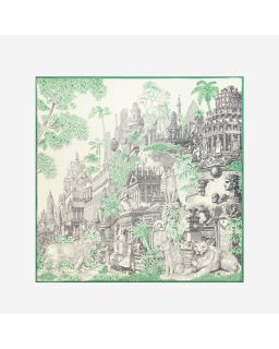 Carre 130 Piranesi 52% Soie 48% Modal Vert Taille 130X130 Cm