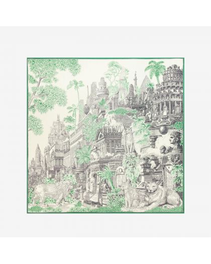 Carre 130 Piranesi 52% Soie 48% Modal Vert Taille 130X130 Cm