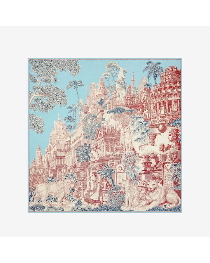 Carre 130 Piranesi 52% Soie 48% Modal Turquoise Taille 130X130 Cm