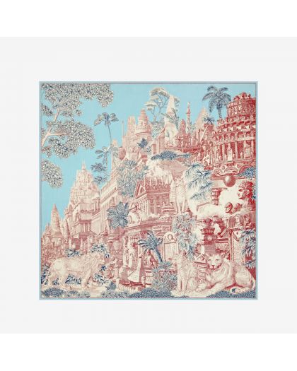 Carre 130 Piranesi 52% Soie 48% Modal Turquoise Taille 130X130 Cm