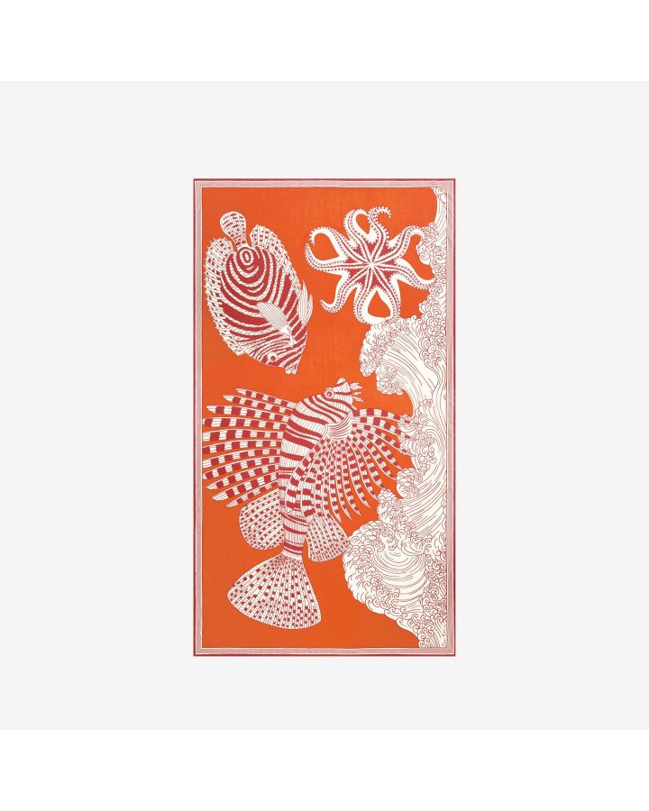 Etole 100 Vague 55% Coton 45% Tencel Orange Taille 100X190 Cm