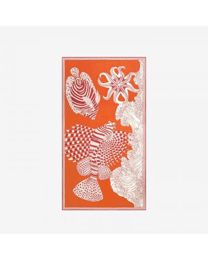 Etole 100 Vague 55% Coton 45% Tencel Orange Taille 100X190 Cm