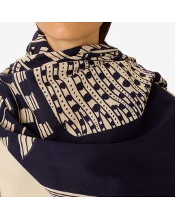 Etole 100 Vague 55% Coton 45% Tencel Bleu Marine Taille 100X190 Cm