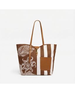 Sac Soft Shopping Poseidonmarroncorps Cotonanse Cuir Finitions Cuir Taille 55X37