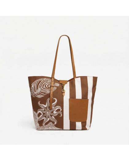 Sac Soft Shopping Poseidonmarroncorps Cotonanse Cuir Finitions Cuir Taille 55X37