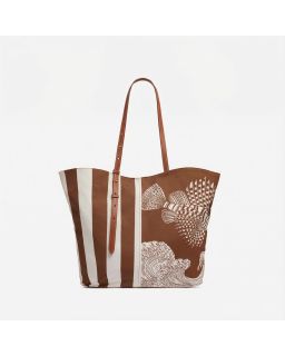 Sac Soft Shopping Poseidonmarroncorps Cotonanse Cuir Finitions Cuir Taille 55X37