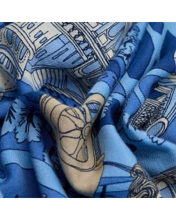 Etole 100 Rome 72% Coton 28% Soie Bleu Taille 100X190 Cm