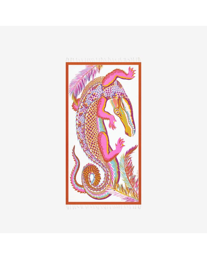 Fouta 100 Croco 100% Coton Blanc Taille 100X190 Cm