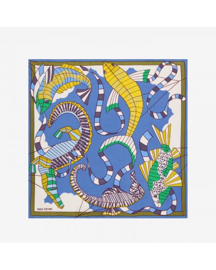 Carre 65 Cerfs Volants 63% Coton 37% Soie Vert Taille 65X65 Cm