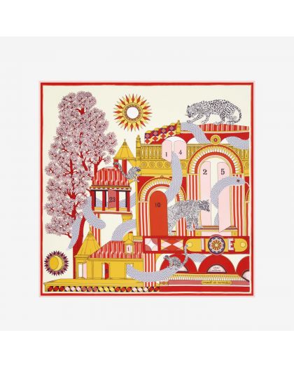 Carre 100 Taj 63% Coton 37% Soie Blanc Taille 100X100 Cm