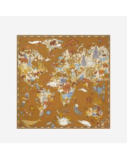 Carre 130 Atlas 52% Soie 48% Modal Beige Taille 130X130 Cm