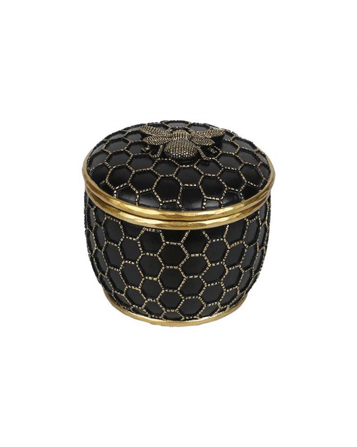 Boite Abeille Noir Dore 9,8X9Cm