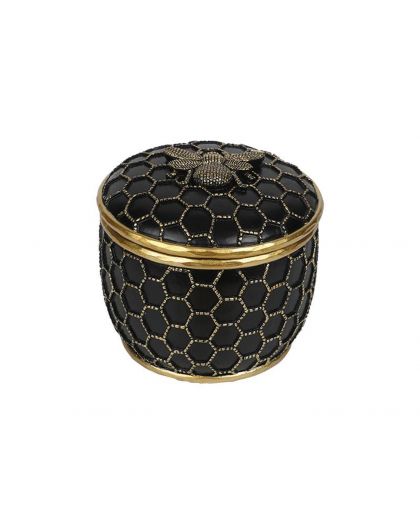 Boite Abeille Noir Dore 9,8X9Cm