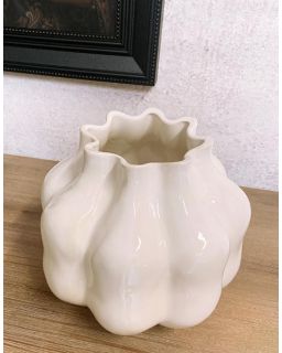 Vase Decoratif Ceramique Blanc 21,5X18,5Cm